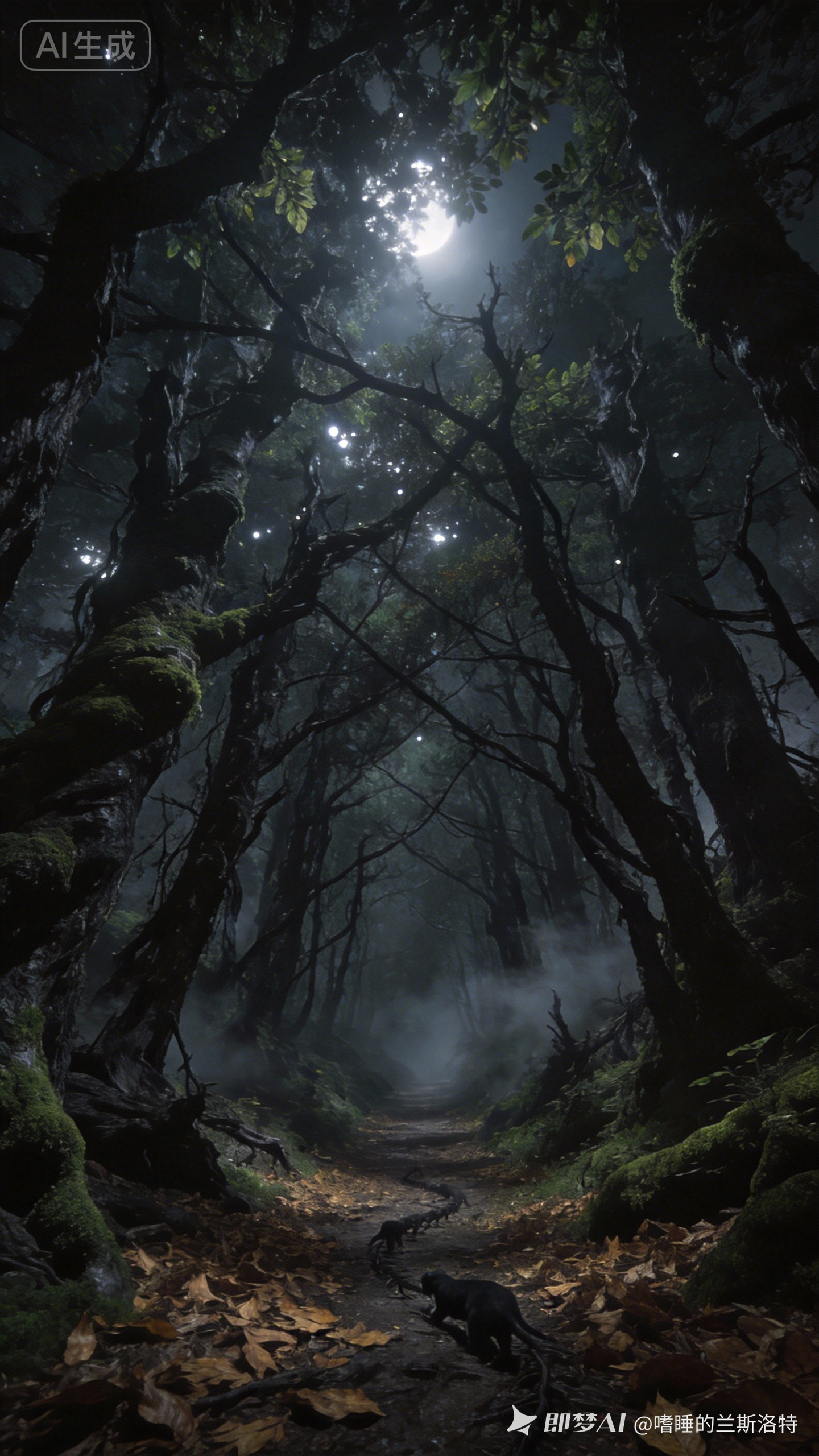 深夜神农架原始森林全景 - 荆州短剧AI公共图片素材
