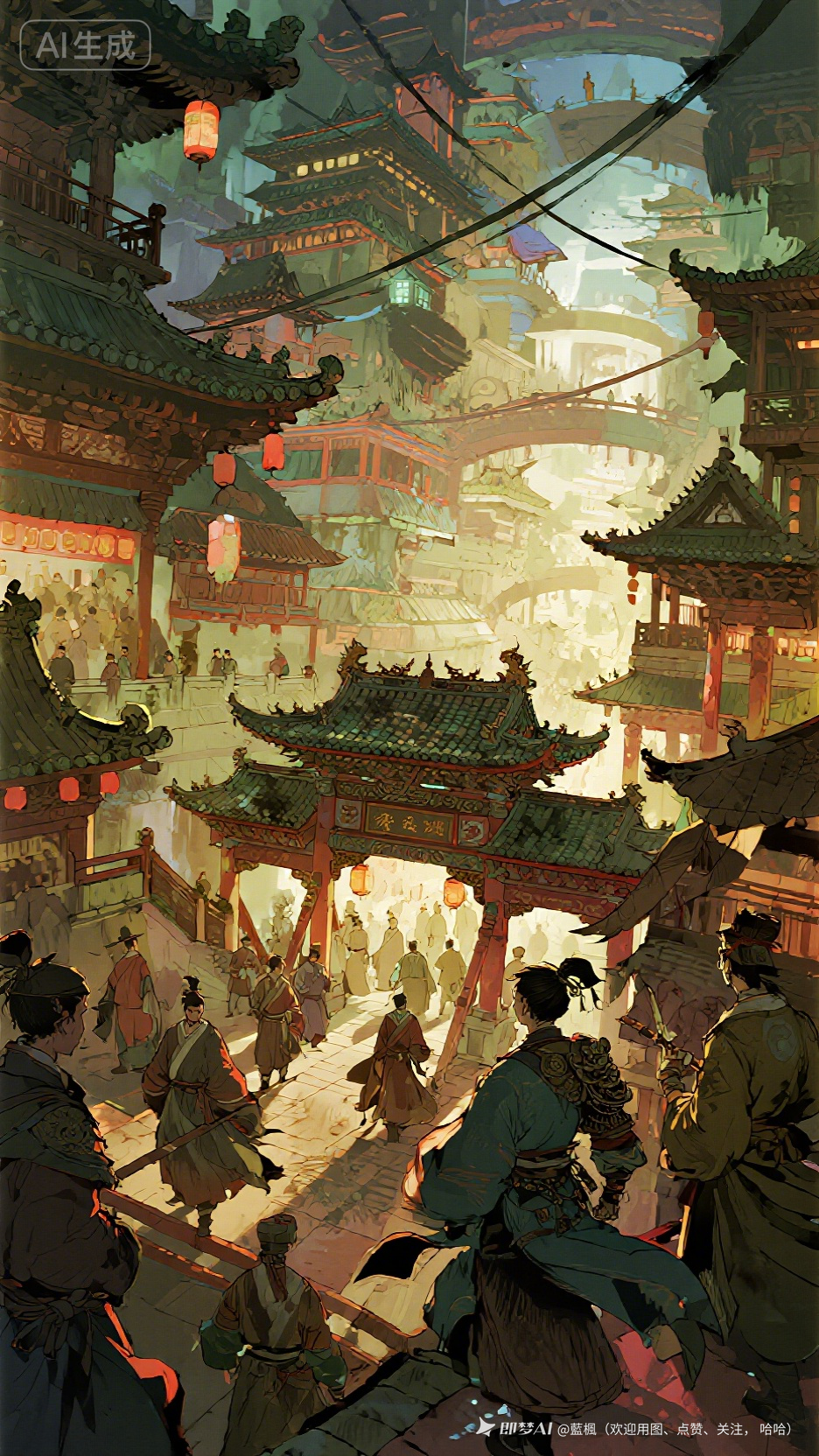 赛博朋克侵蚀大明南京城 - 荆州短剧AI公共图片素材