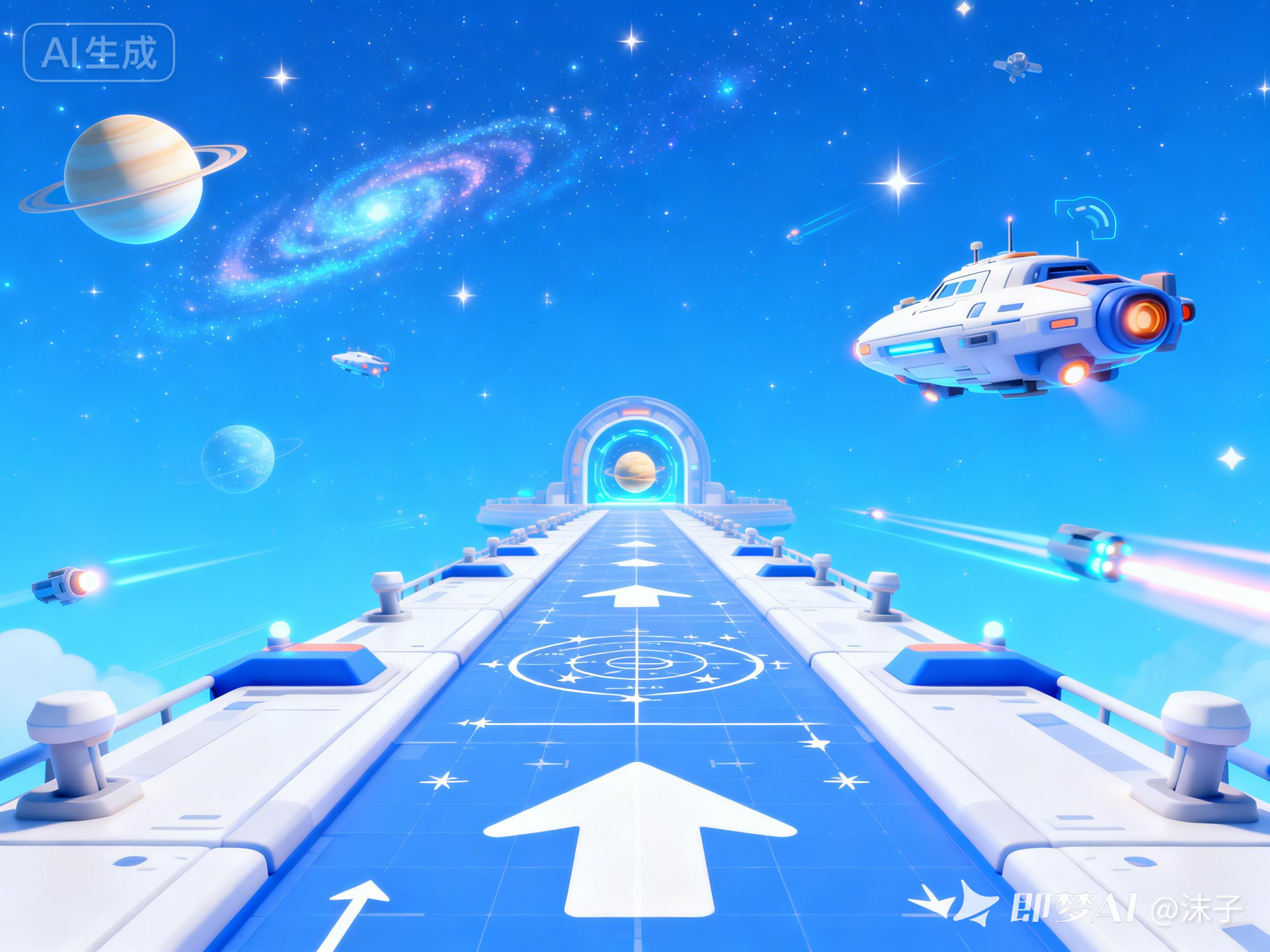 3D卡通太空闯关赛道 - 荆州短剧AI公共图片素材