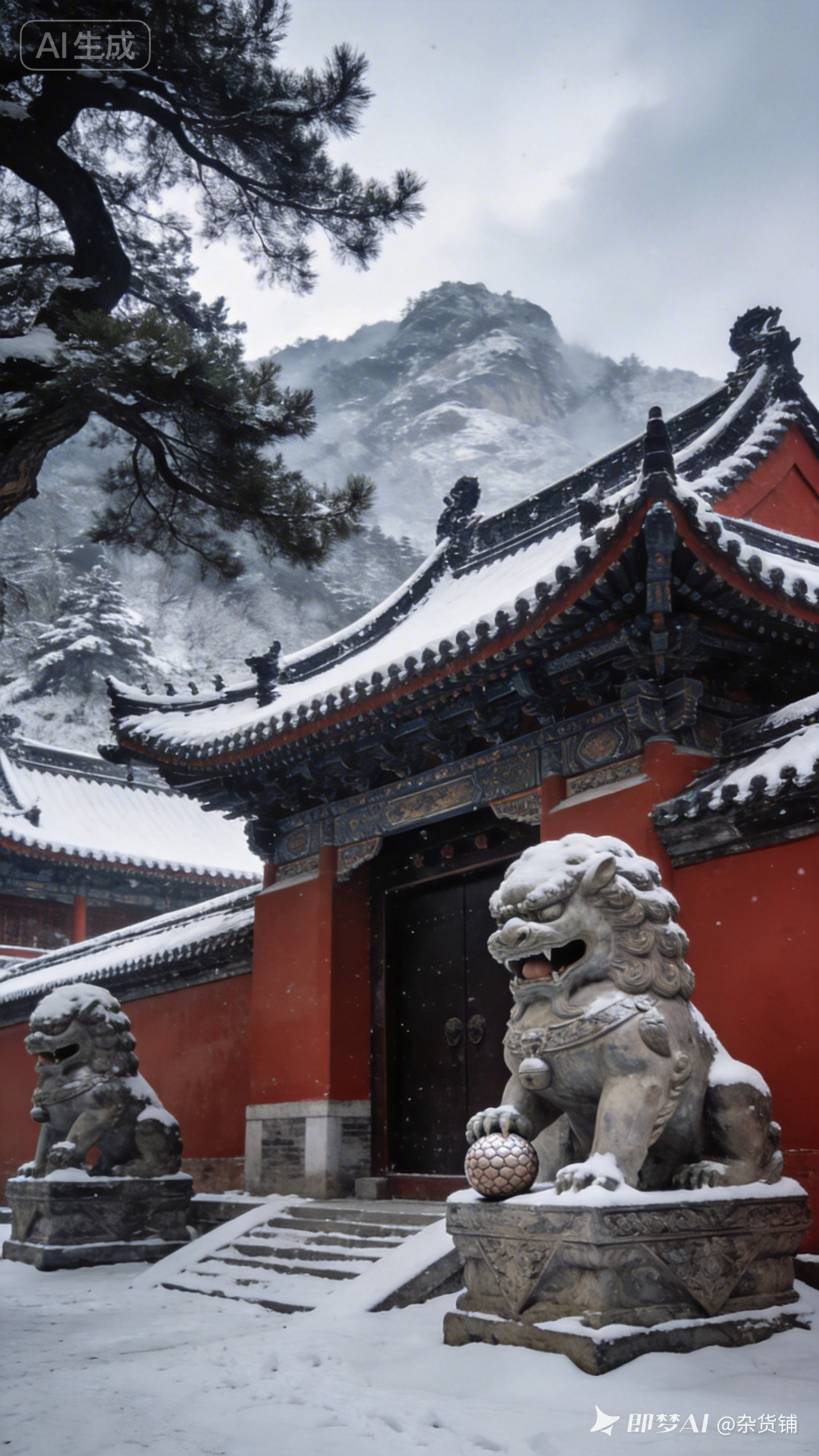 中国传统古寺门口 - 荆州短剧AI公共图片素材