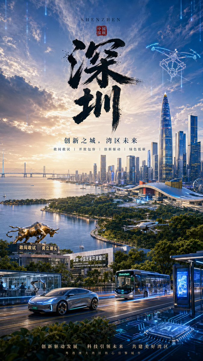 水墨光影国潮城市海报 - 荆州短剧AI公共图片素材